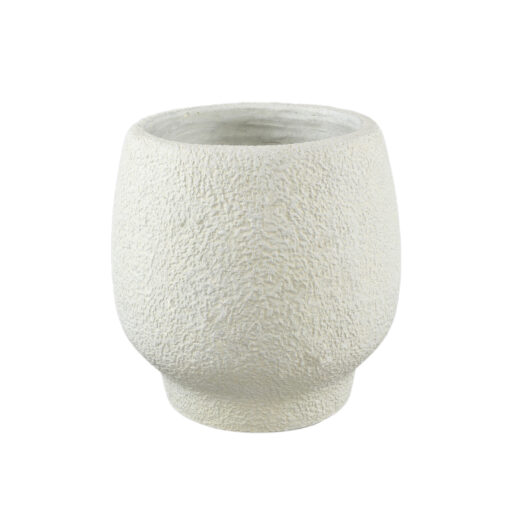 evelynn white round cement pot on base xl