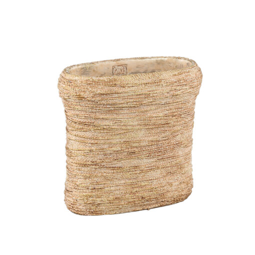 ricci brown cement pot ribbed oval m