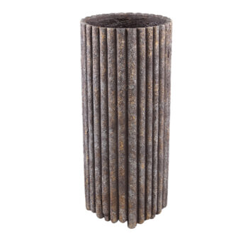 morganne brown round cement pot ribbed high l