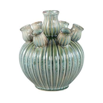 nolou turquoise ceramic tulip vase ribbed round s