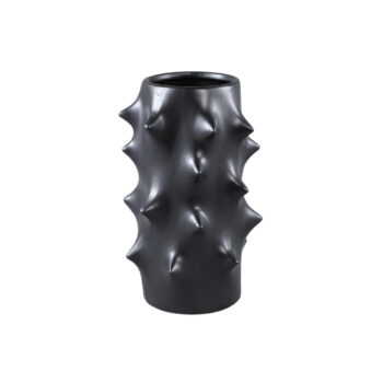 oswaldo black round shaped ceramic pot bulges high