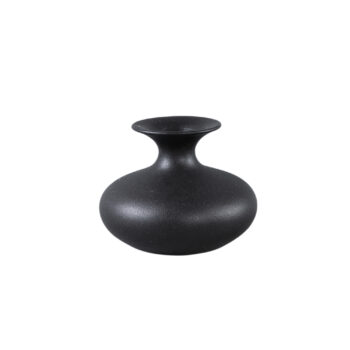lyndsay black round shaped ceramic pot bulb low