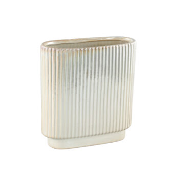 eviera pearl shiny glazed ceramic pot ribbed oval