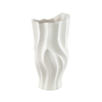 merc white ceramic pot wavy ribbed high l