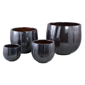 ayasha silver glazed ceramic pot shiny round sv4