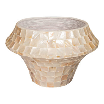 daven cream poly shell bamboo pot round low l