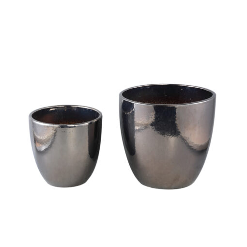 mylie silver ceramic pot shiny round sv2