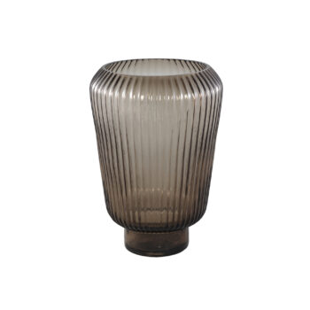 joyca brown glass vase ribbed round l