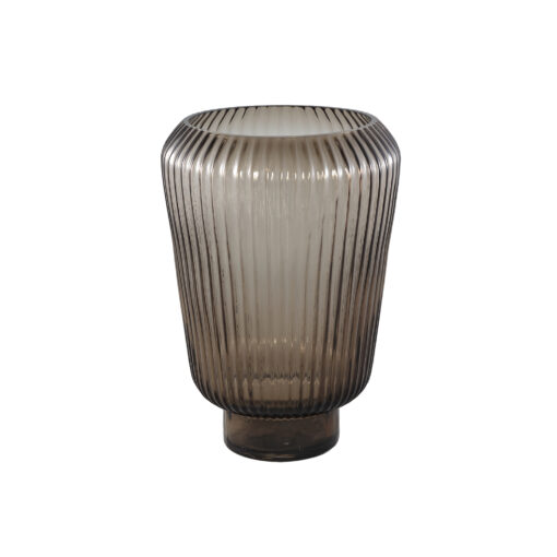 joyca brown glass vase ribbed round l