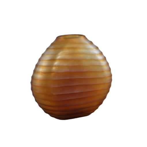 lavanya brown carved glass oval vase ribbed l