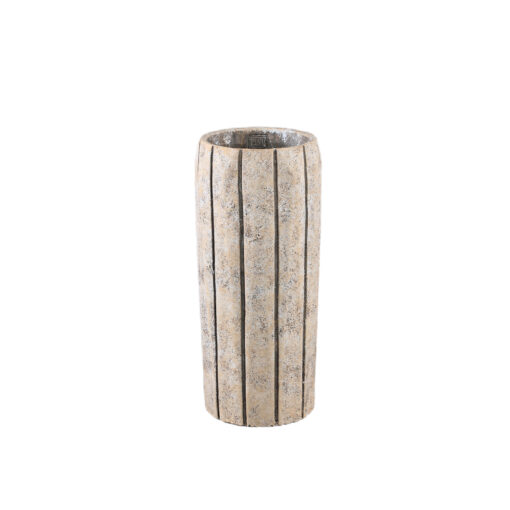 imani taupe cement pot high with stripes s