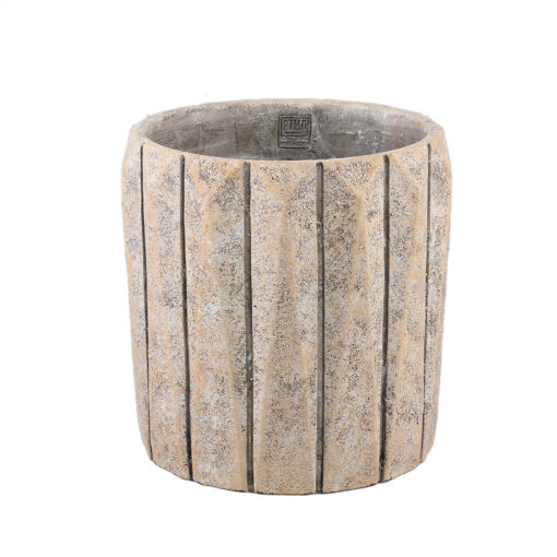 imani taupe cement pot round with lines big s