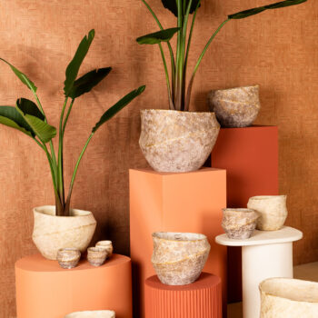 rishell cream cement round pot with line xl