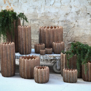 brigett copper cement pot ribbed round big s