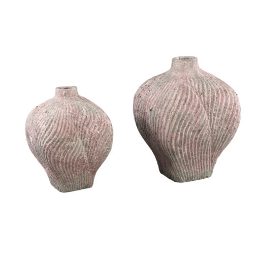 diesel grey round cement vase wavy lines high s