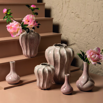 hamish pink ceramic round wavy shaped vase m