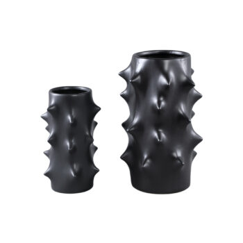oswaldo black round shaped ceramic pot bulges high