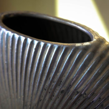 romin bronze ceramic glazed oval pot lines l