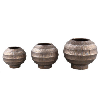cherith bronze round ceramic pot ribbed m