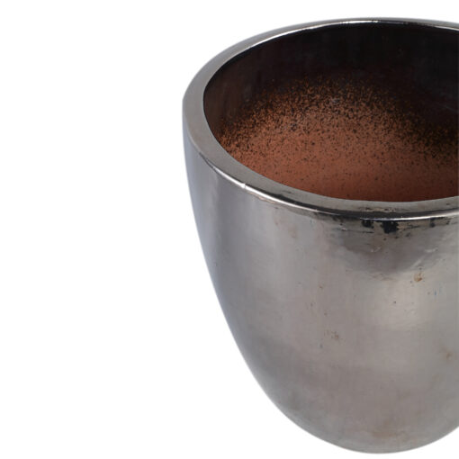 mylie silver ceramic pot shiny round sv4