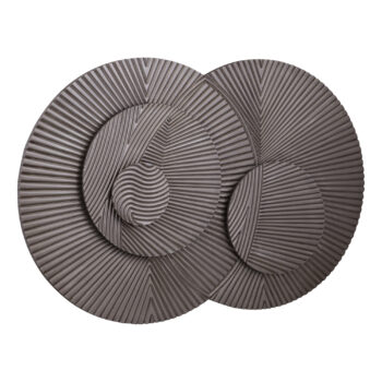 thikra brown double circles mdf wall panel carved
