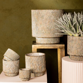 nigel grey cement round pot lines pattern big m