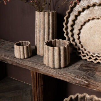 jaydean grey cement pot ribbed structure high l