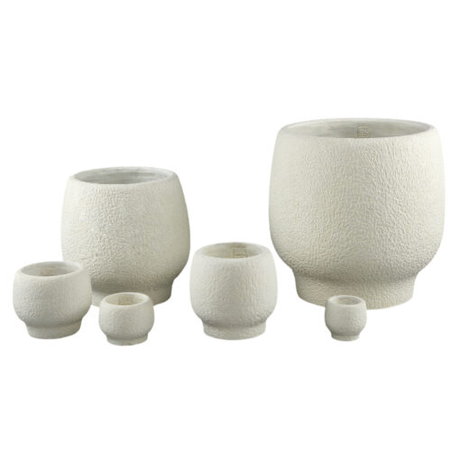 evelynn white round cement pot on base xl