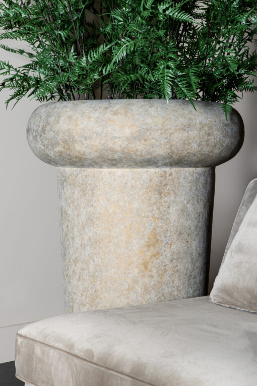 megga brown big brushed cement pot thick border ro