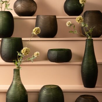 elichi green round glass vase high wide