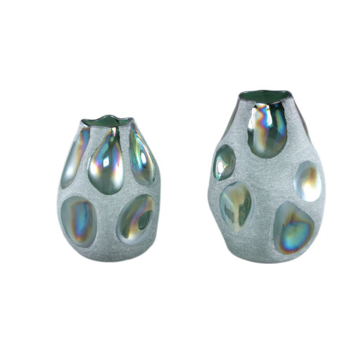 kloi green solid glass vase oily and sandblasted l