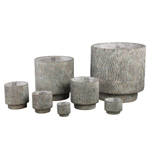nigel grey cement round pot lines pattern big m