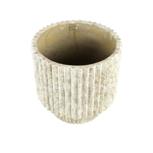 gabriel cream cement pot round lines xxl