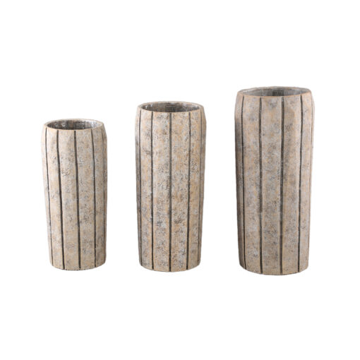 imani taupe cement pot high with stripes m