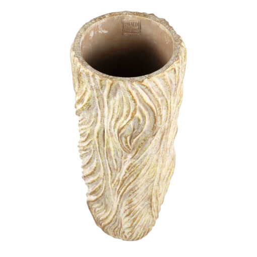 alexio cream round cement pot wavy lines high l