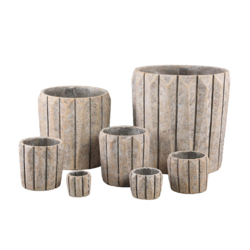 imani taupe cement pot round with lines big s