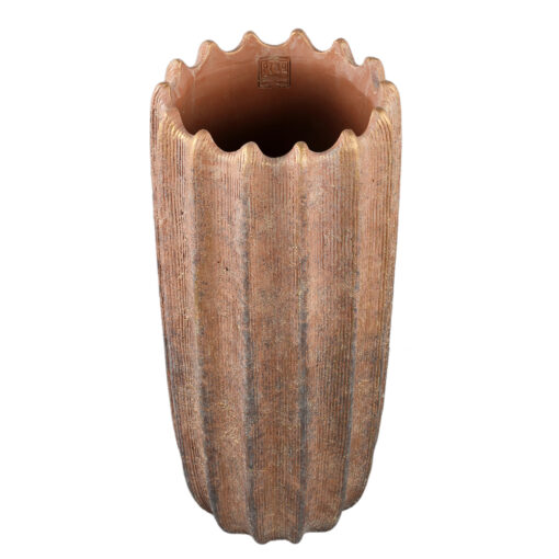 brigett copper cement pot ribbed round high l
