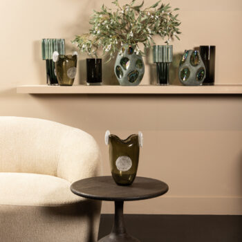 kloi green solid glass vase oily and sandblasted l