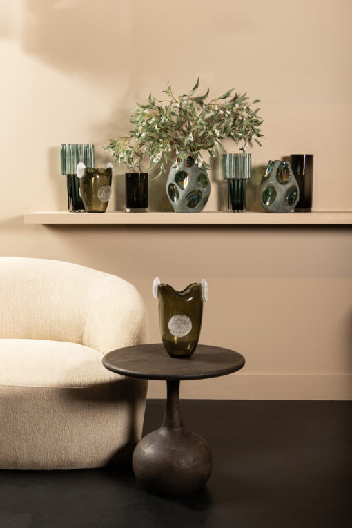 kloi green solid glass vase oily and sandblasted l