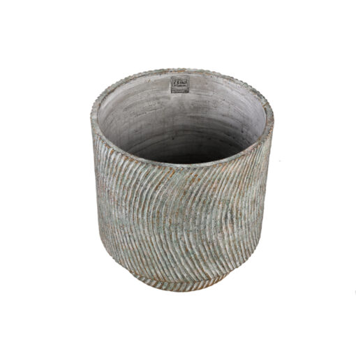nigel grey cement round pot lines pattern big l