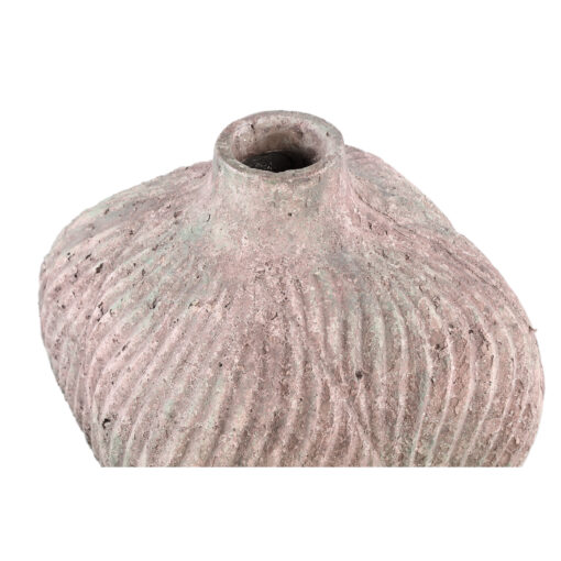 diesel grey round cement vase wavy lines high l
