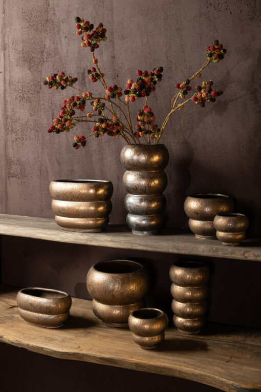 anashe bronze ceramic pot layers round l