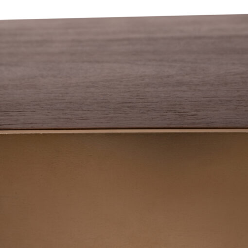 warren coffee table 90x90x31 brown wood gold metal