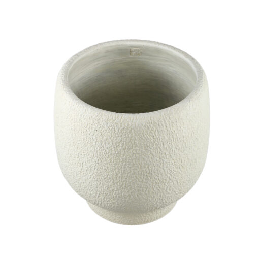 evelynn white round cement pot on base xxl