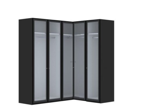 chique concept kledingkast draaideur hoek rookglas donker (kopie)