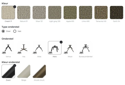 moods collection eetkamerstoel imola mars (be great cream 11)