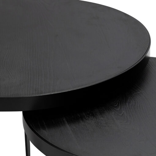 stalux salontafelset 'saar' rond 80 en 60cm, kleur zwart / zwart eiken