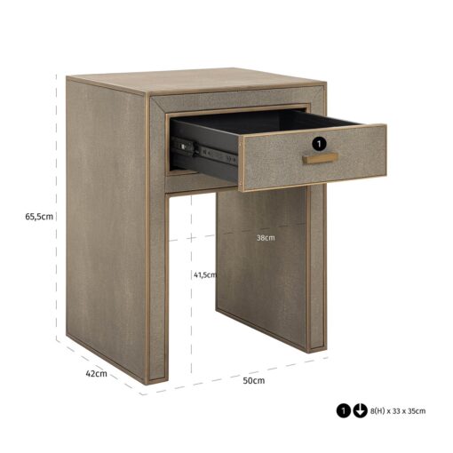 - Nachtkastje Bloomville 1-lade incl. glas (Brown)