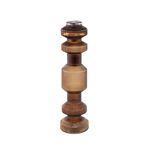 galinda brown ribbed glass candle holder bulby s