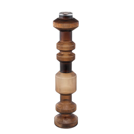 galinda brown ribbed glass candle holder bulby m